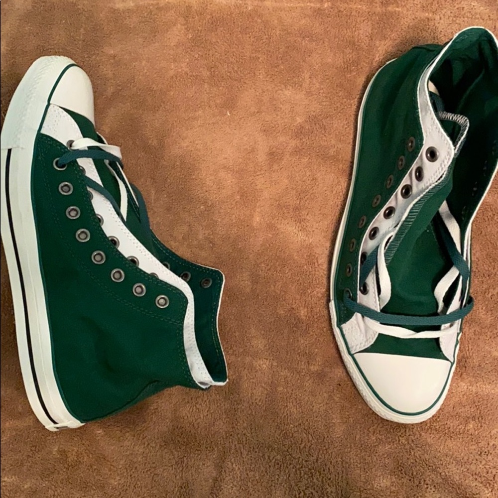 Green and white Converse